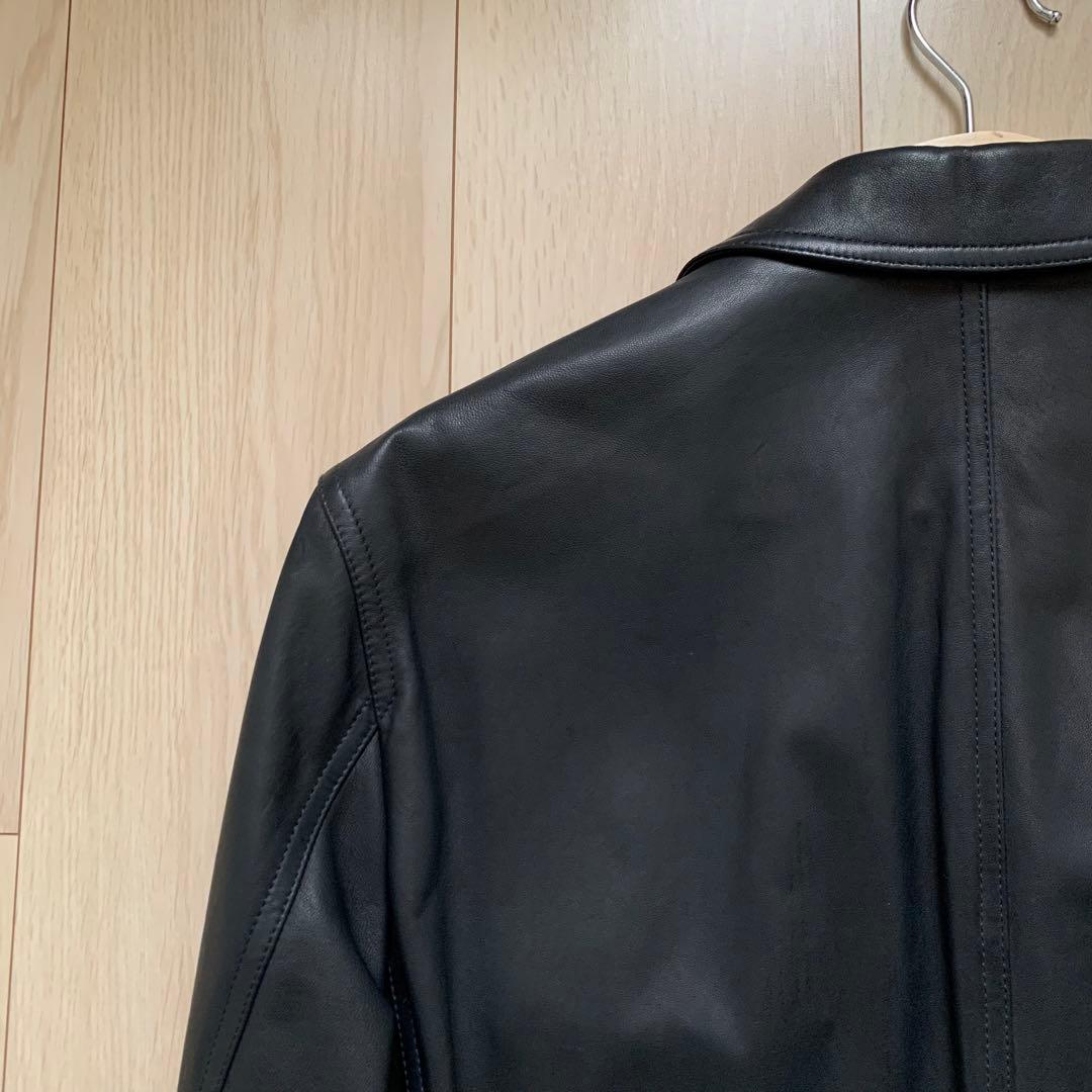 美品　Z zegna レザー　テーラードジャケット　黒　46 BLACK