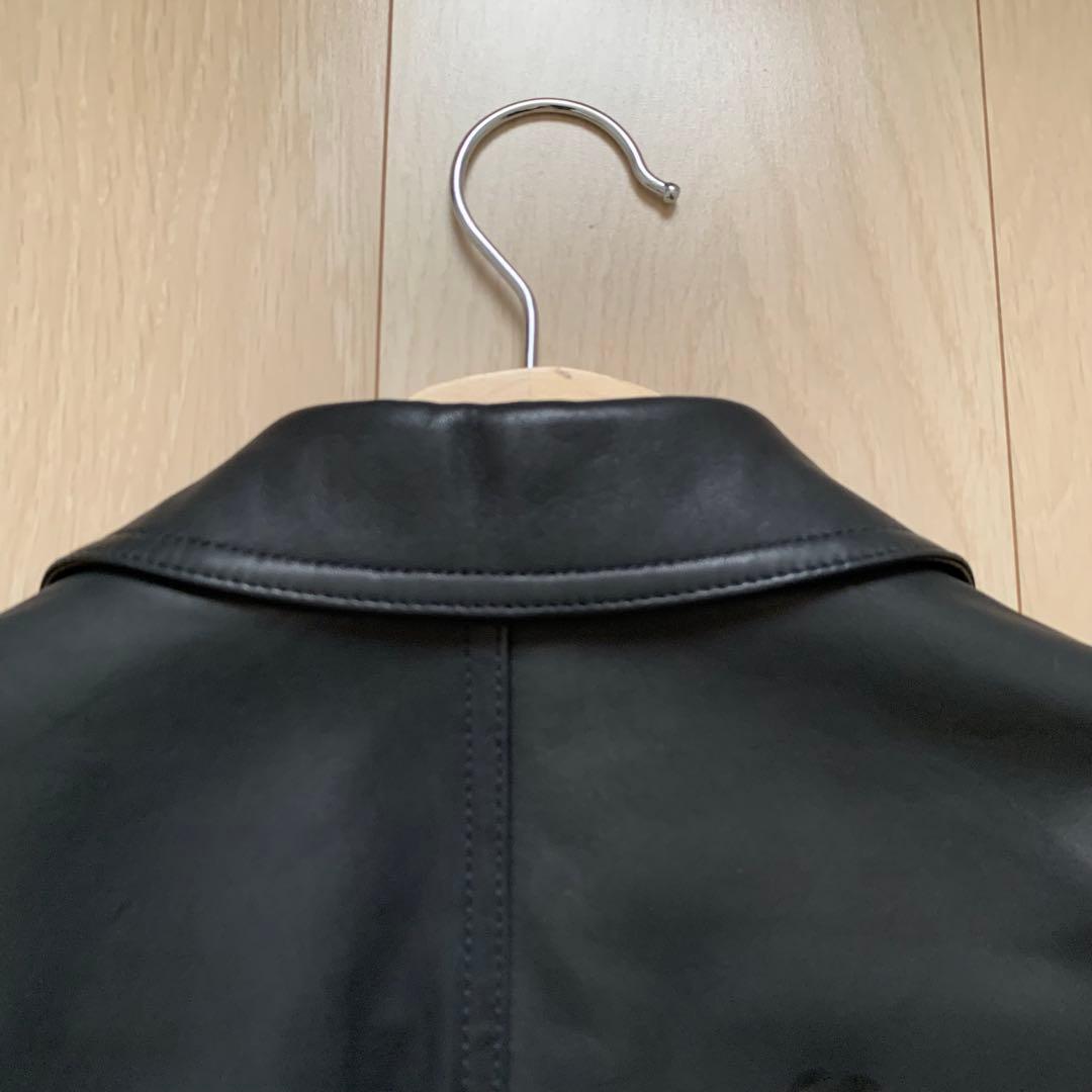 美品　Z zegna レザー　テーラードジャケット　黒　46 BLACK