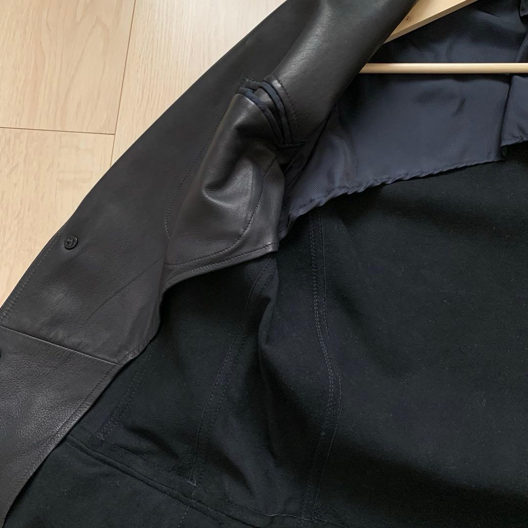 美品　Z zegna レザー　テーラードジャケット　黒　46 BLACK