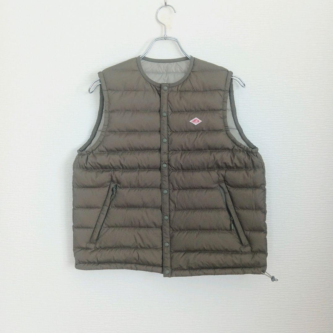 【未使用】DANTON クルーネック インナーダウンベスト オリーブ M