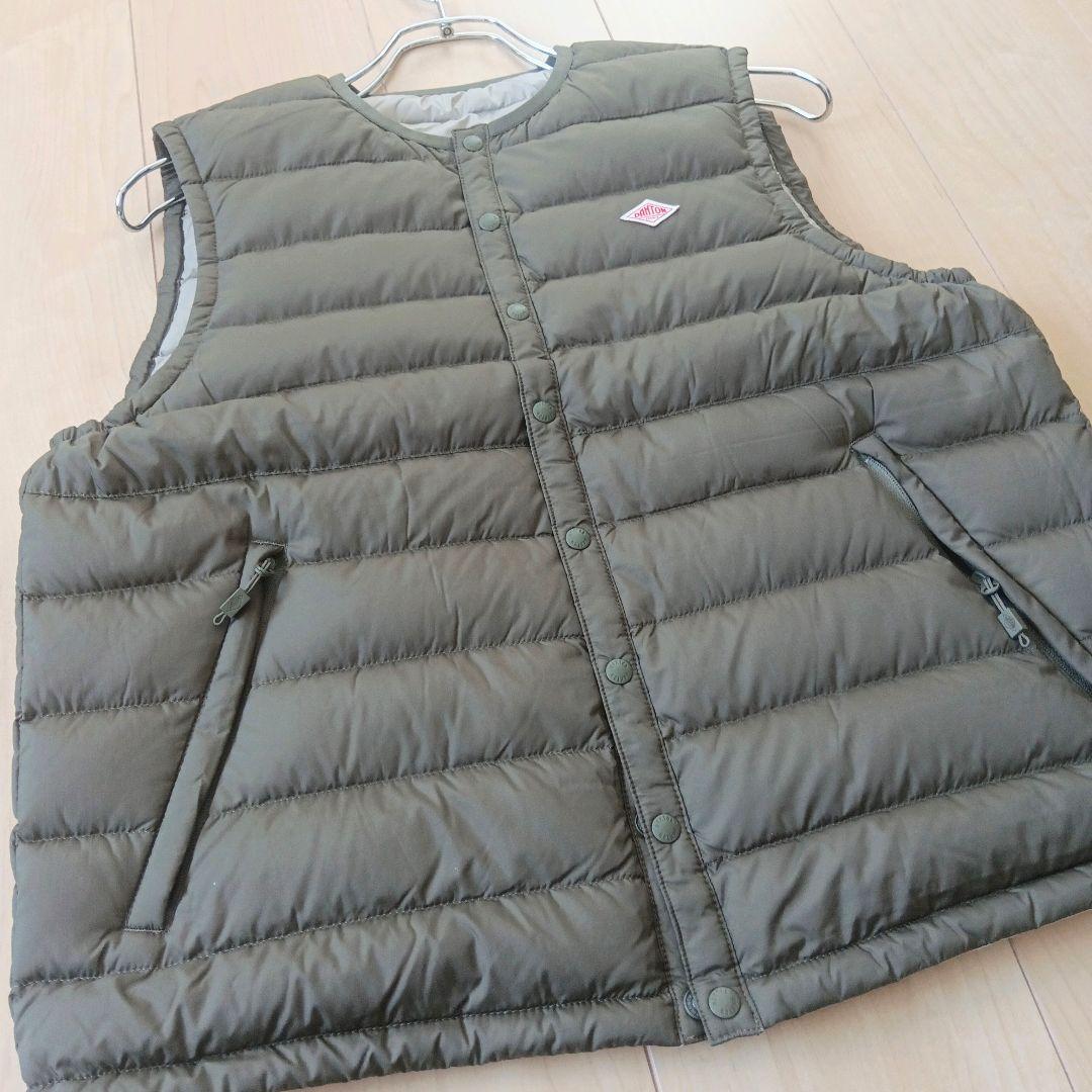 【未使用】DANTON クルーネック インナーダウンベスト オリーブ M