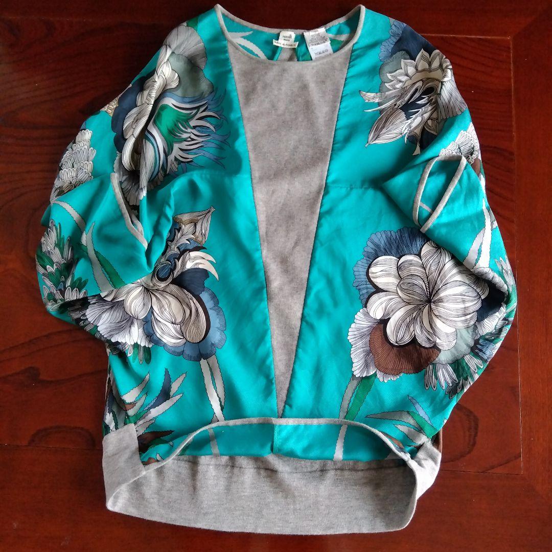 エルメス 花柄 シルク ポンチョ