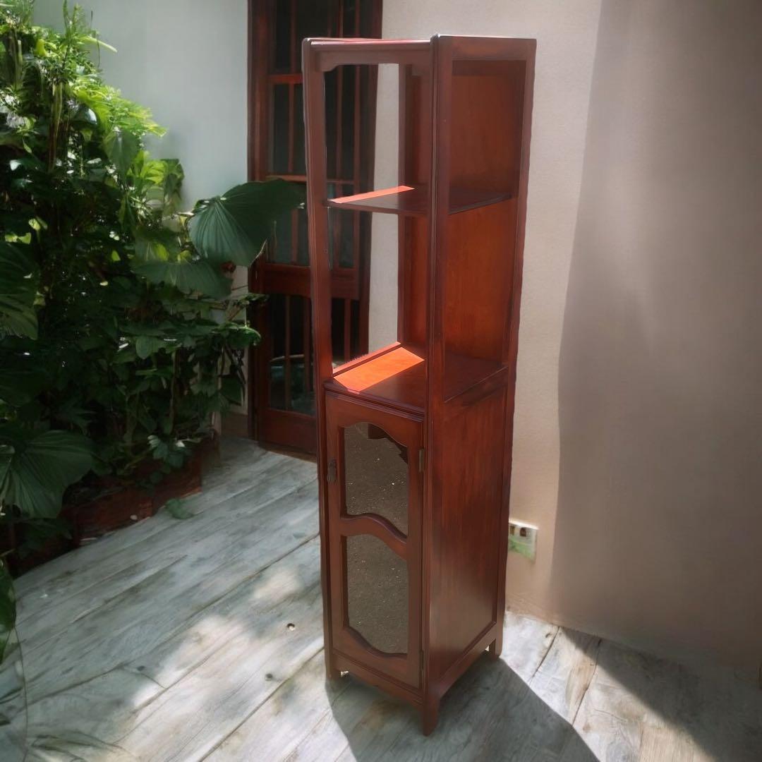 高級 無垢 四方棚 飾り棚 オープラック 収納家具 スリム棚　ヴィンテージ