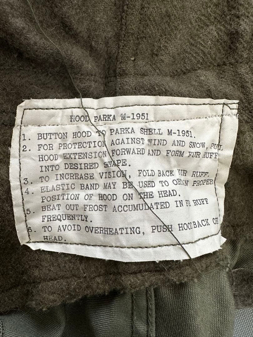 M-51 モッズコート用フード　ワイヤー折れ