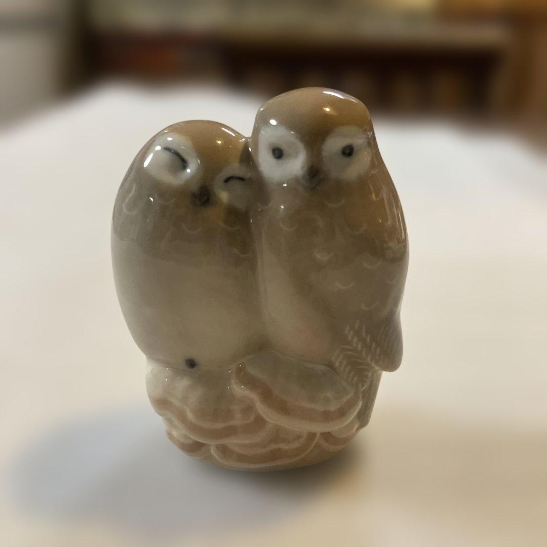   フィギュリン★ペアフクロウ★美品