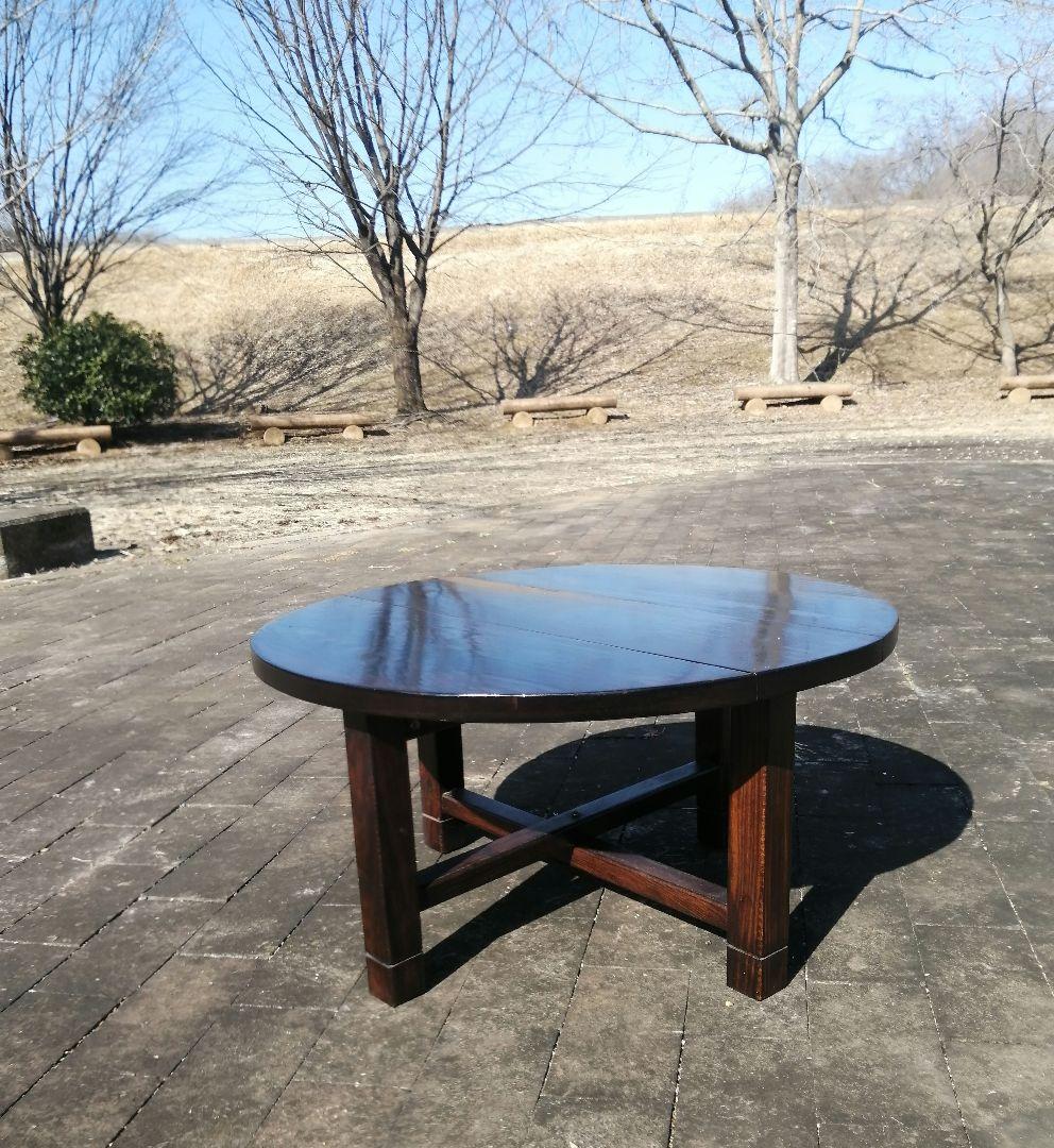 レトロ　【懐かしくて便利】和風 小型 円形 丸 折りたたみちゃぶ台　匿名配送