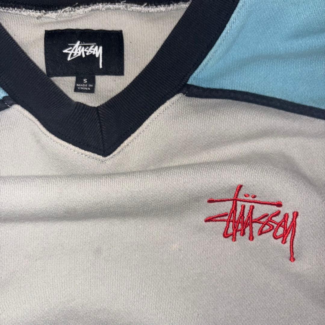 stussyラグランロンT♬Vネック平成y2k水色グレー赤00s裏原系ストリート