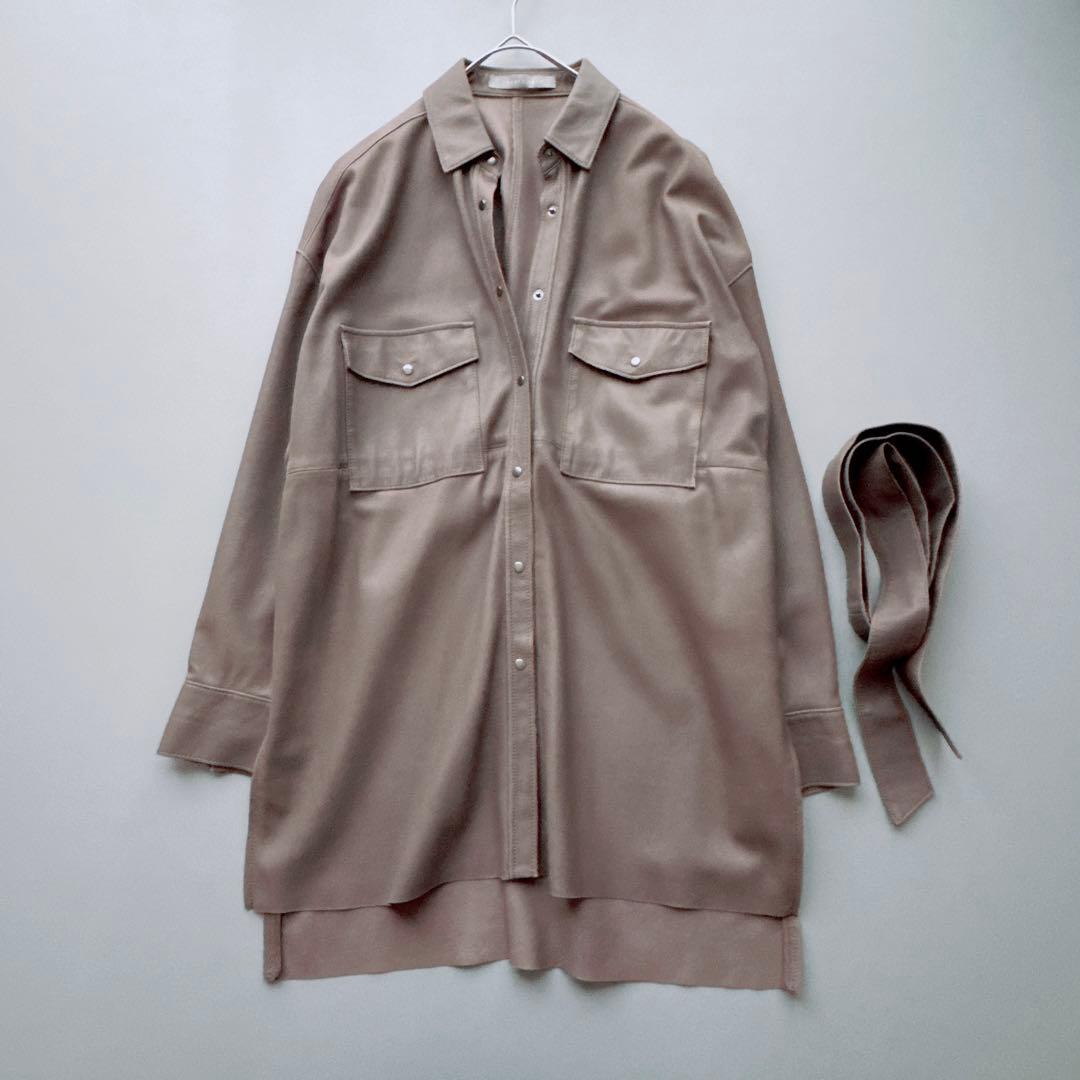 セオリーリュクス　ELBEY LIGHT LEATHERライトレザーシャツ　美品