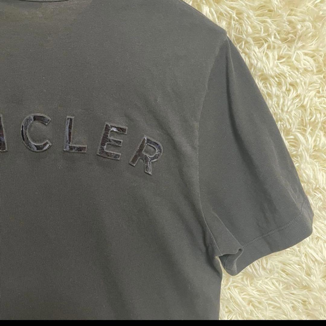【特別価格】MONCLER ラバー　ロゴ Tシャツ 黒 半袖 立体ロゴ　英字