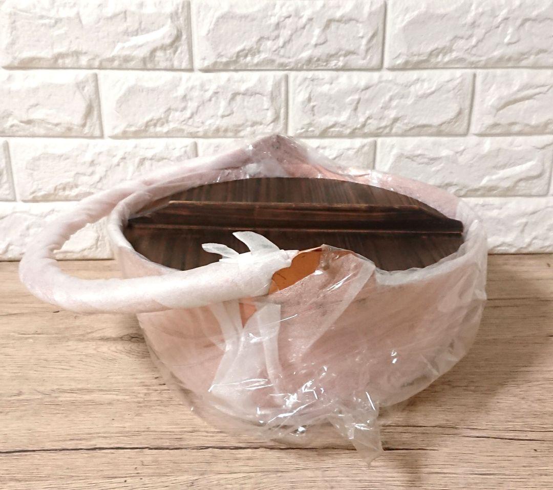 未使用 銅製 鍋 約30cm 木製蓋付 銅山菜鍋 30cm 吊付