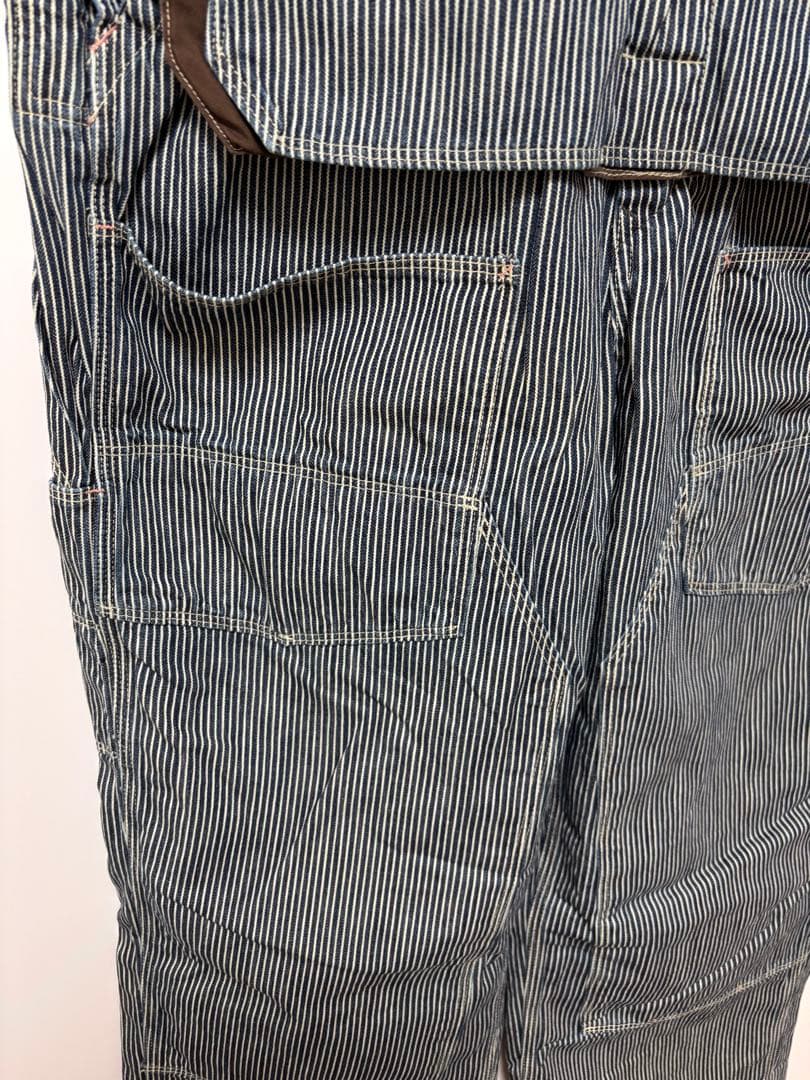 DENIMDUNGAREE ダブルニーエプロンヒッコリーオーバーオール　160