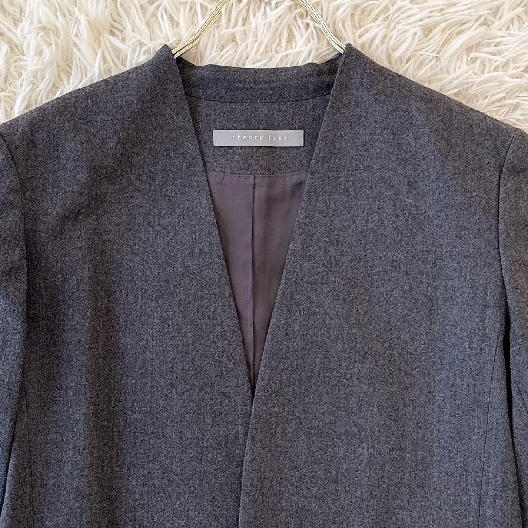 セオリーリュクス✨SAXONYノーカラージャケット パンツ セットアップ グレー