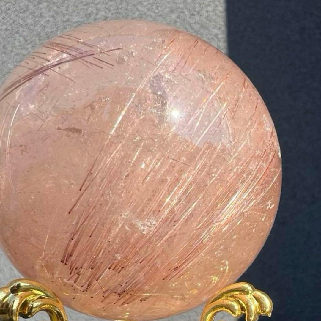 ☆超密集キラキラ☆虹入り ルチルクォーツ ルチルインクォーツ 丸玉 天然石 原石