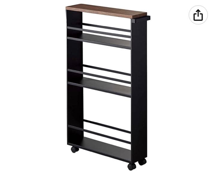 山崎実業 ハンドル付き スリムワゴン ブラック　タワー