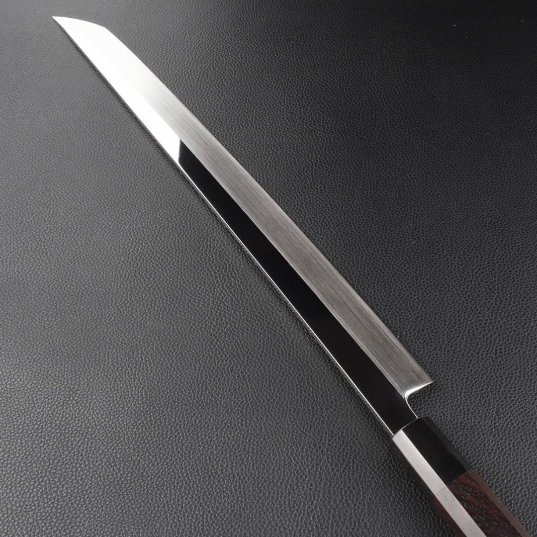 11186先丸包丁 尺二 刺身包丁 鏡面仕上げ 刃は究極の切れ味黒檀黒水牛八角柄