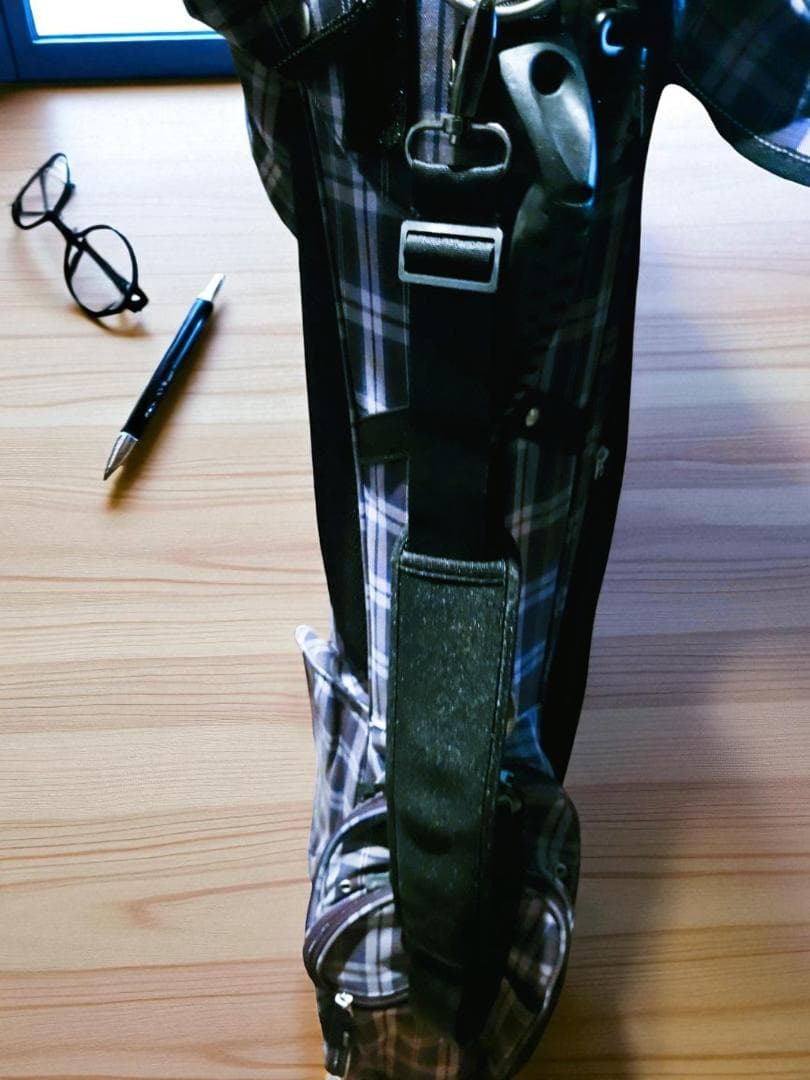 送料無料/美品　Admiral チェック柄スタンド式キャディバッグNAVY