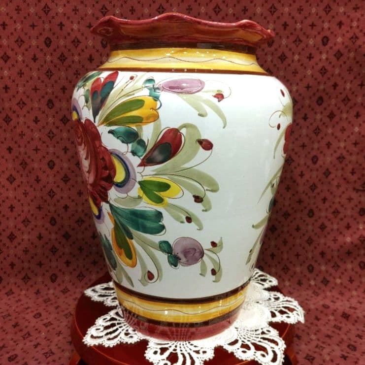 イタリア製　マヨリカ焼き　傘立て　大型花瓶　壺　インテリア　オブジェ　未使用美品