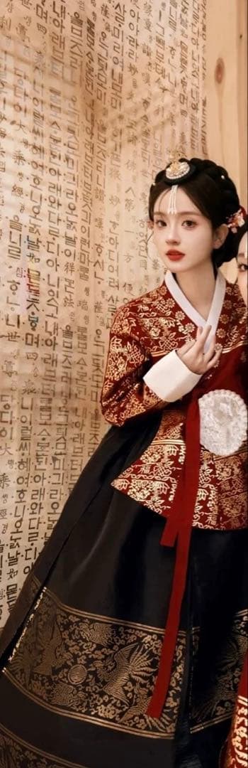 専用伝統的な韓服 赤と黒 フリーサイズ卒業式結婚式タンウィ2点セット