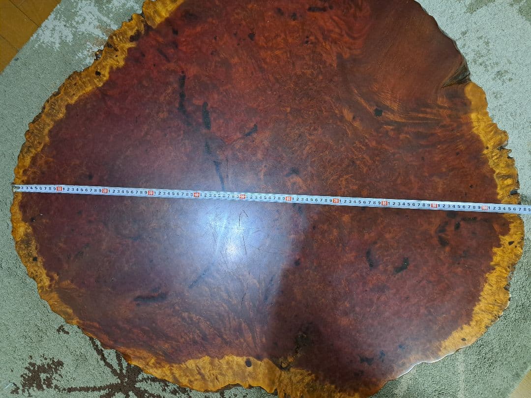 値下げ　円形一枚板テーブル　座卓　 花梨　コタツ　100cm　アンティーク