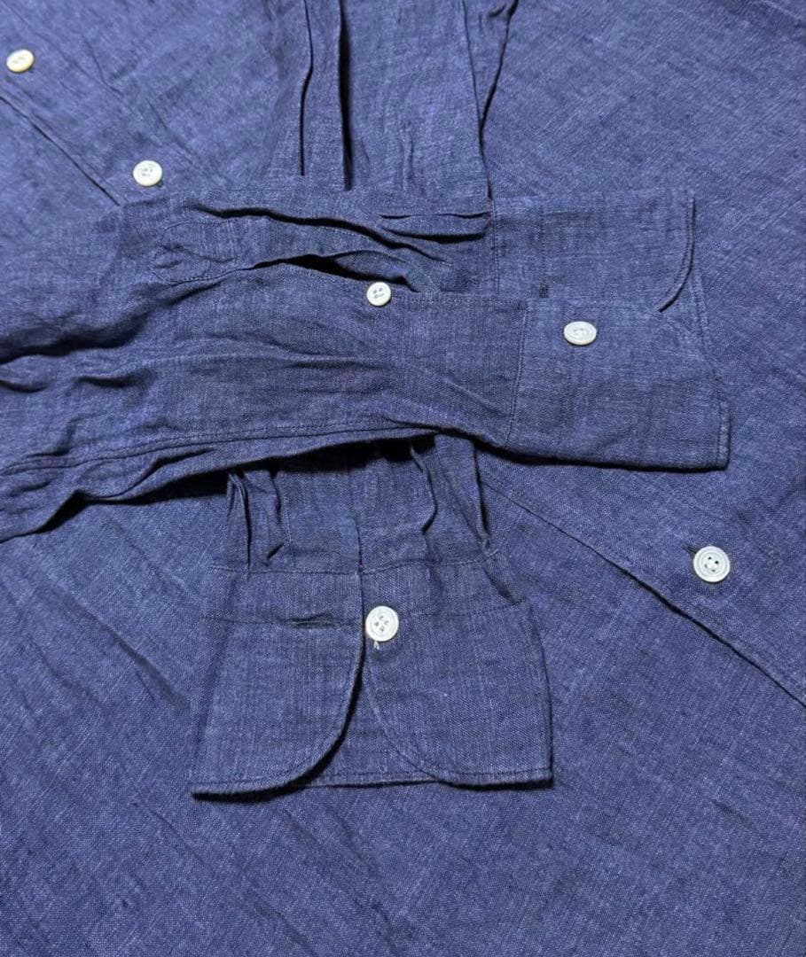 Finamore／フィナモレ／リネンカッタウェイシャツ／SIMONE／ネイビー