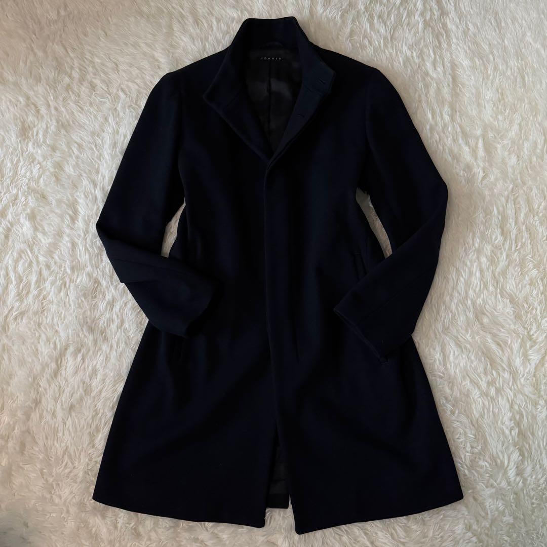 セオリー カシミヤ混 スタンドカラーコート メンズ Sサイズ 美品 BELVIN