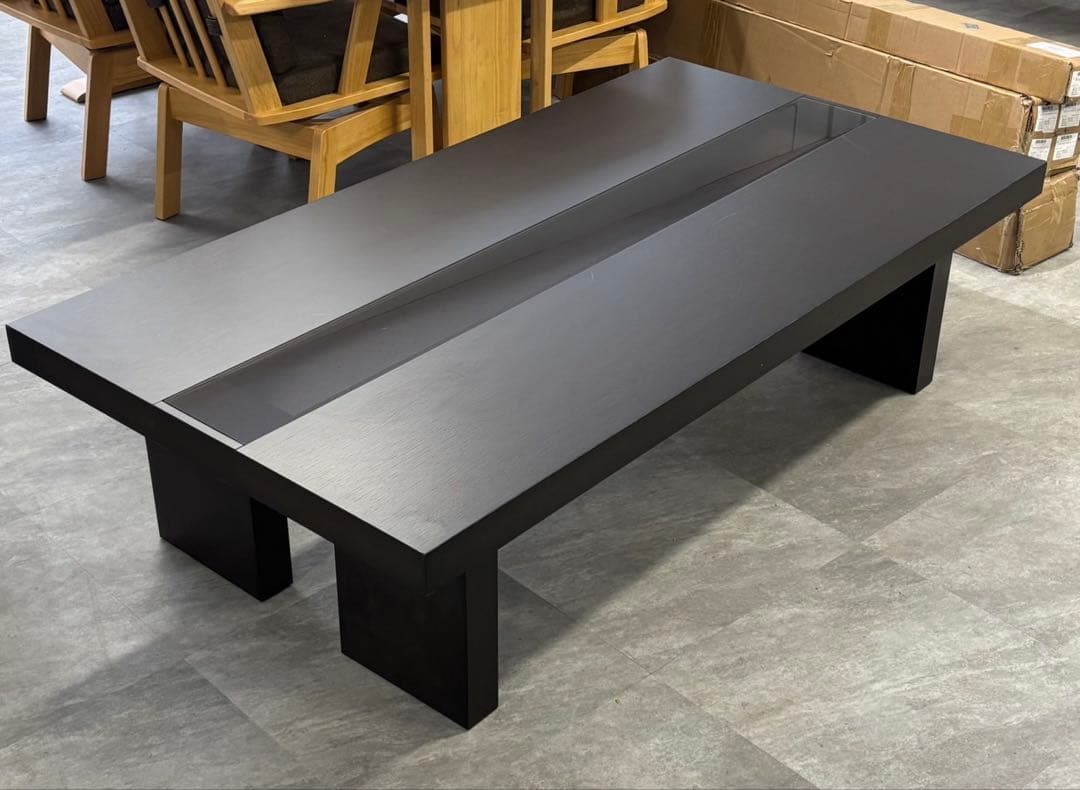 IDC大塚家具 リビングテーブル 中央ガラス センターテーブル ブラウン