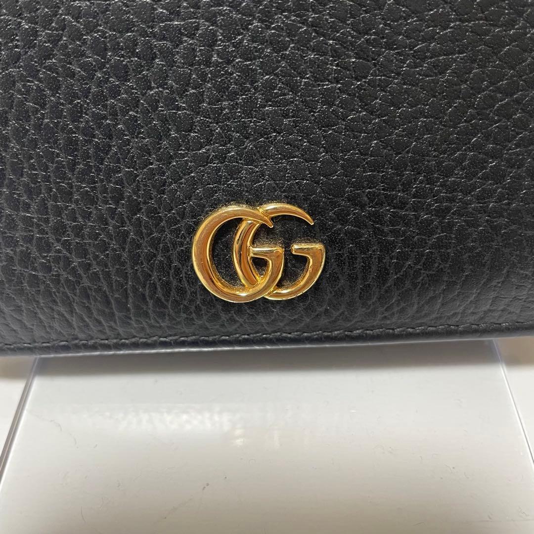 極美品　GUCCI GGマーモント 二つ折り財布 黒 レザー　スモールウォレット