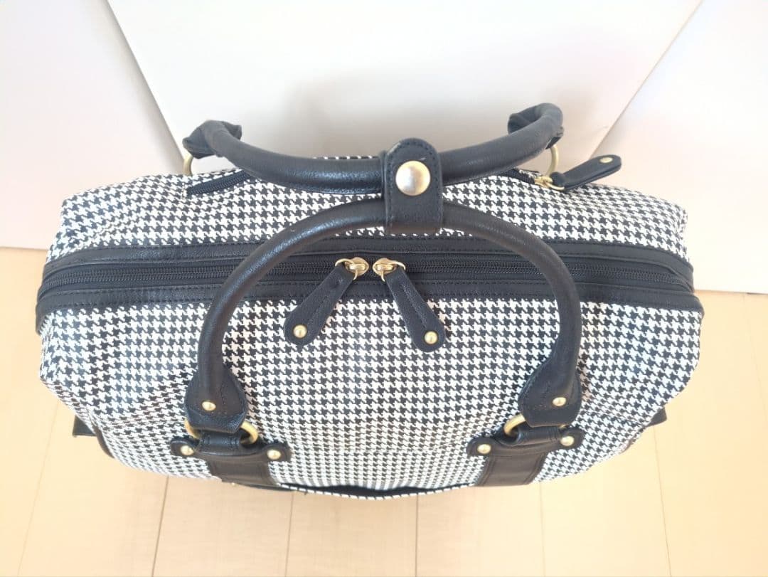 美品☆代官山クロシェット 千鳥格子柄 キャリーバッグ ボストンキャリー