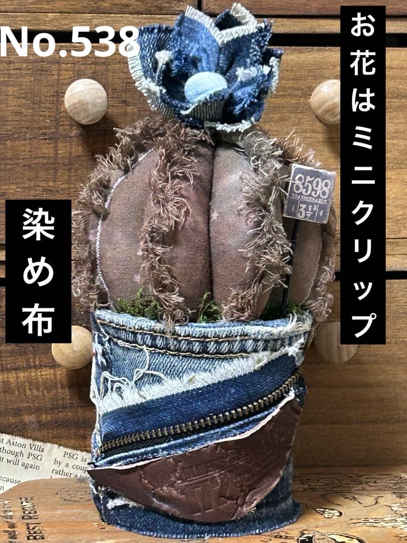染め布サボちゃんお花付き♡No.538