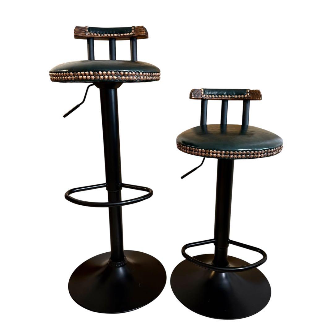 【ヴィンテージ】回転式 バーチェア 2脚セット 昇降式 カウンターチェア レトロ