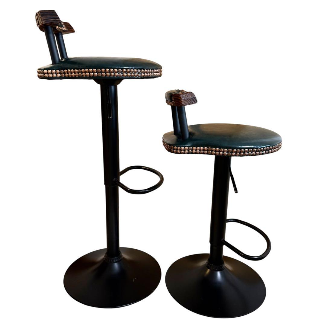 【ヴィンテージ】回転式 バーチェア 2脚セット 昇降式 カウンターチェア レトロ