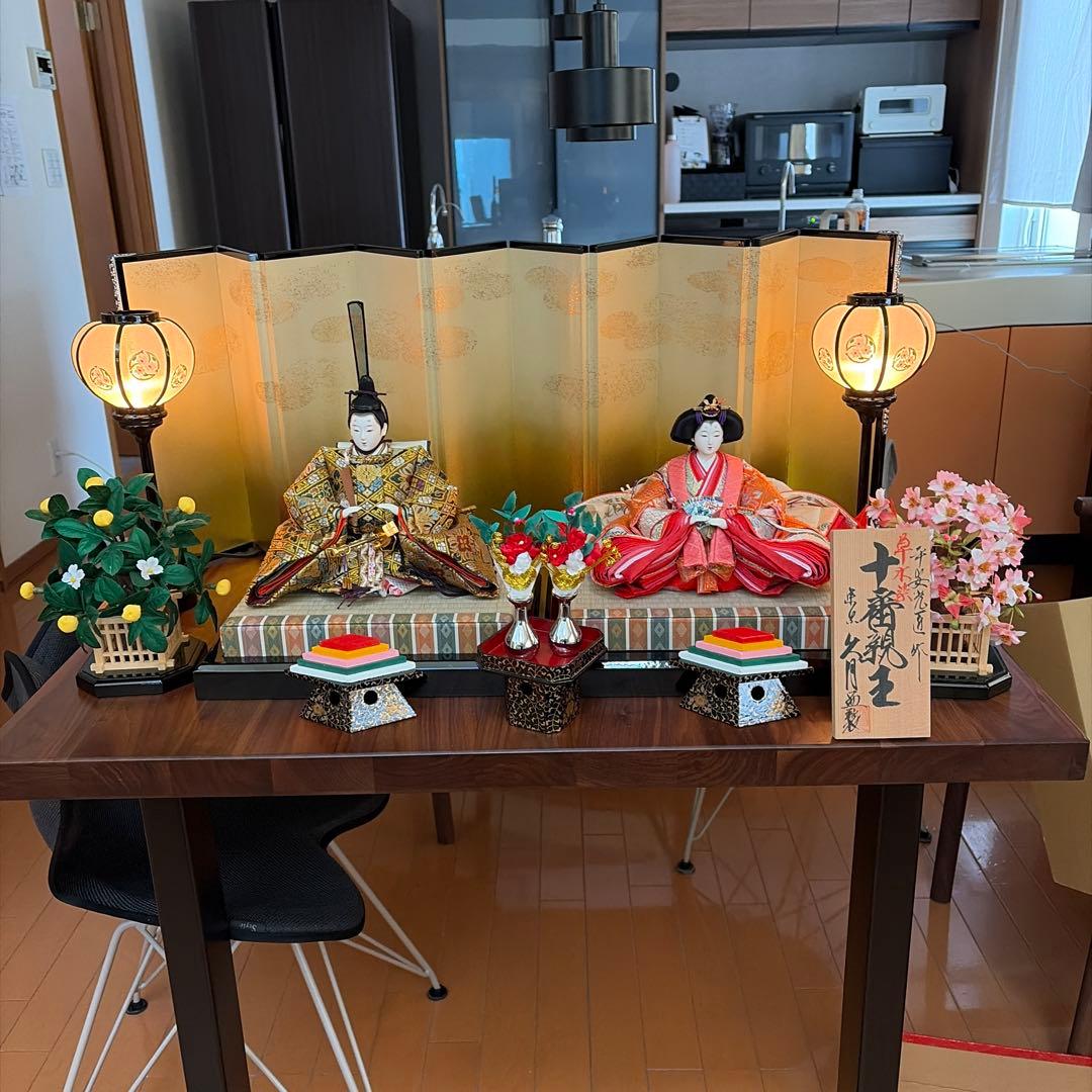 久月雛人形　十番親王飾り　草木染め