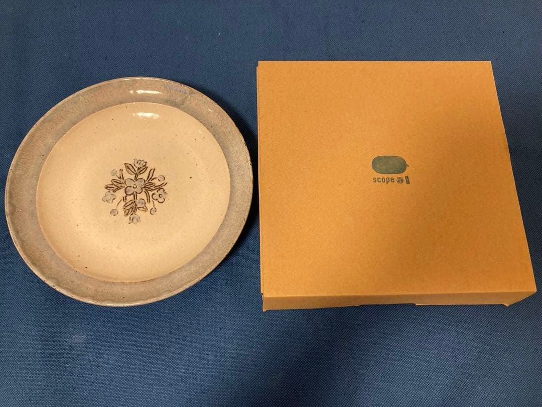 Scope 東屋　伊賀石本　花絵皿　菜の束　七寸半　未使用品