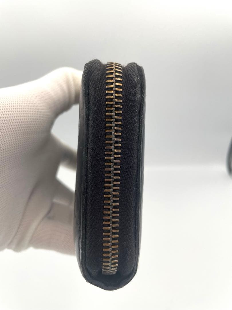 【美品】GUCCI 長財布 シマ GG ラウンドファスナー ブラック 正規品