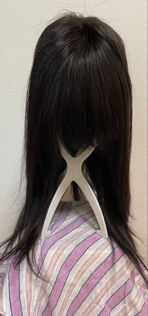 ④ HIYE 人毛100% リアル人工頭皮　ブラック　ストレート ロングウィッグ
