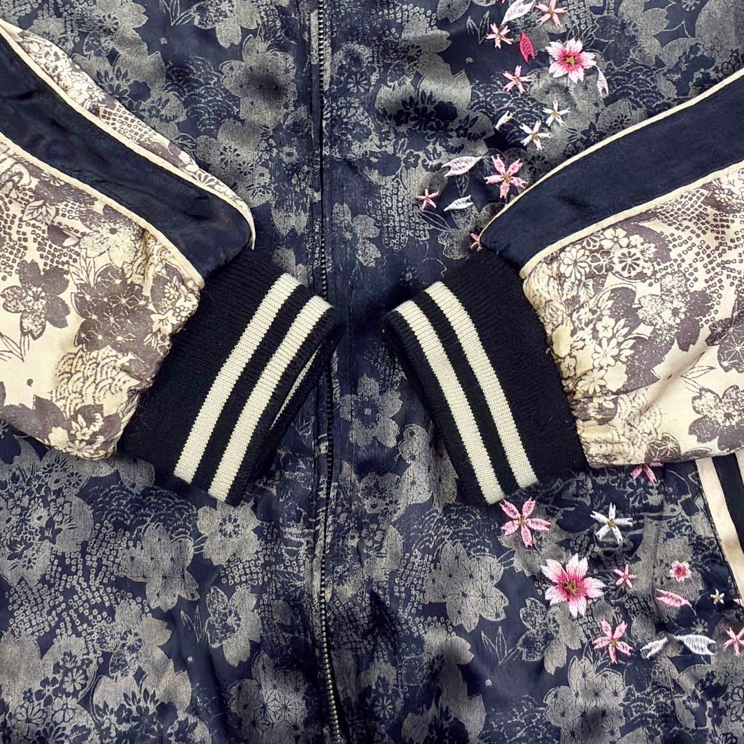 美品　雅結　戦武　花の慶次　松風　桜　龍　リバーシブル　スカジャン　総刺繍XL