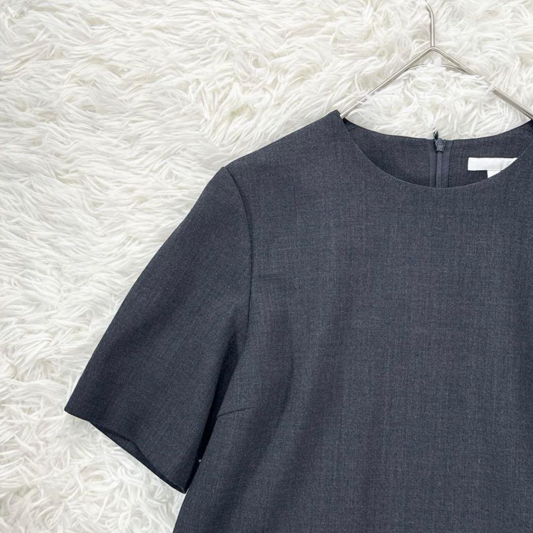 美品✨23区【R】 ウールダブルクロス ラッフルブラウス グレー S 高橋リタ