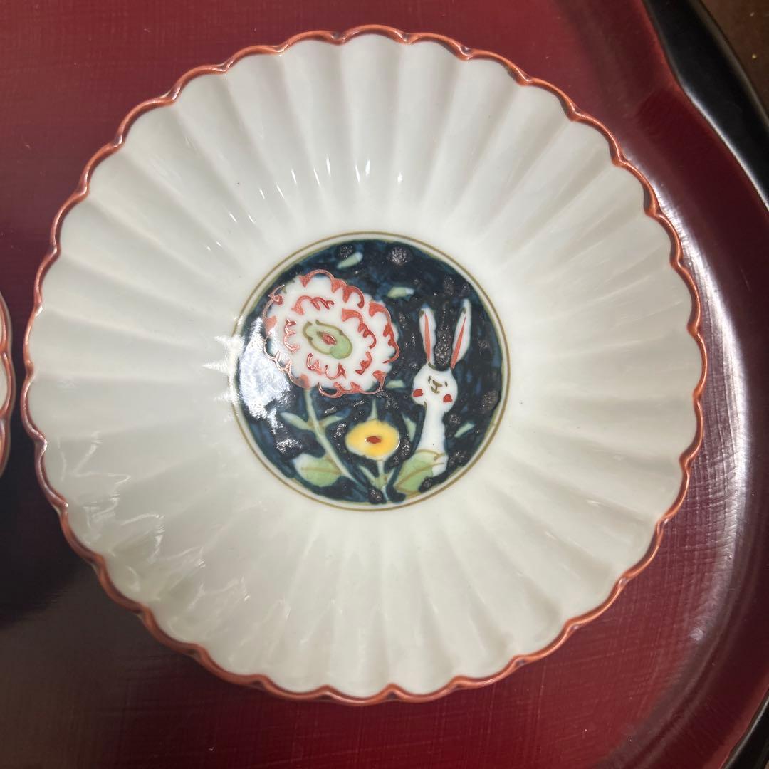 作家　陶芸作家　空萌工房 うさぎ 田口紀美子　菊割小鉢　2枚セット