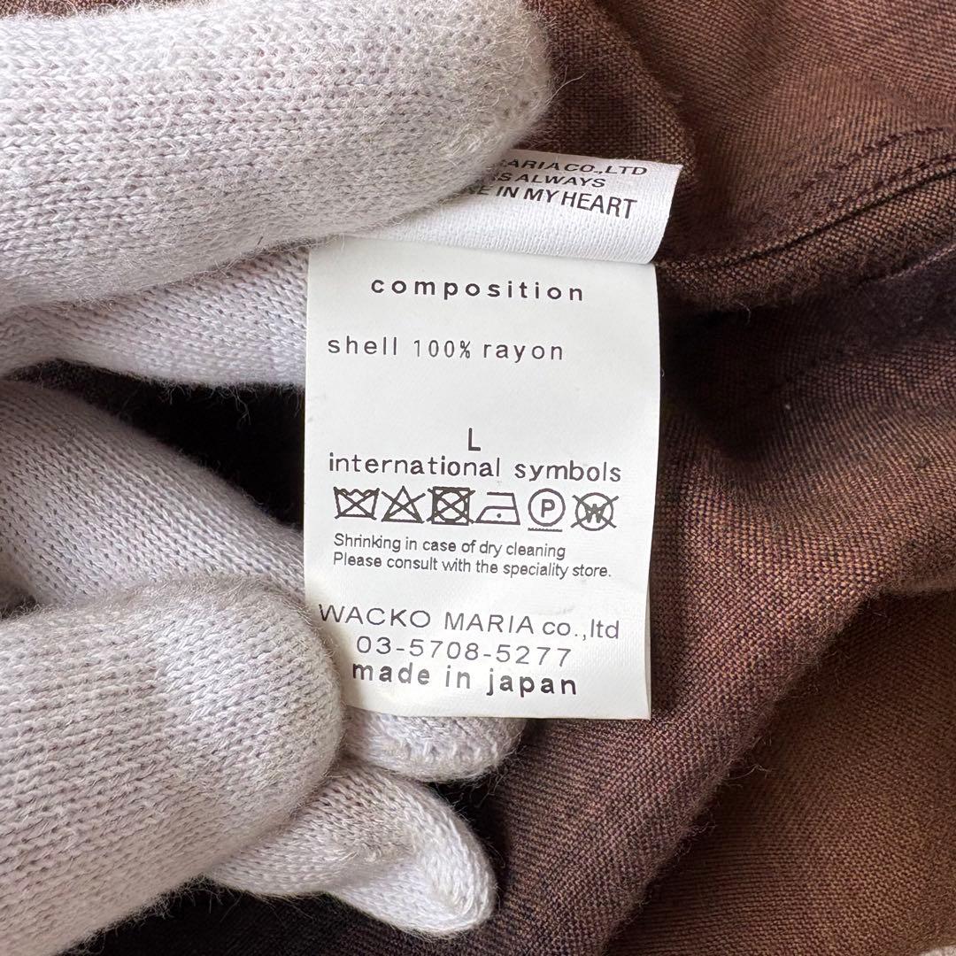 WACKO MARIA オンブレチェック オープンカラーシャツ ブラウン L