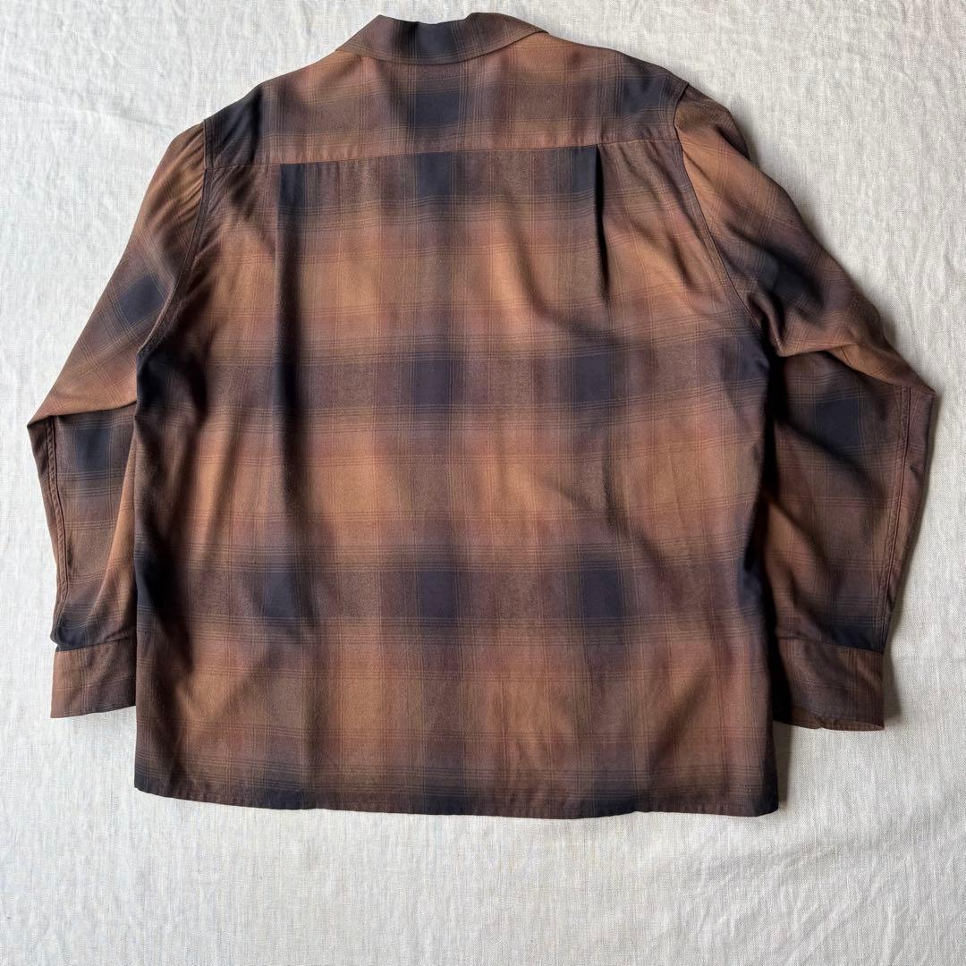 WACKO MARIA オンブレチェック オープンカラーシャツ ブラウン L
