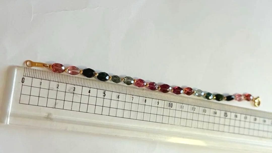 K18マルチカラー　トルマリン　ビーズ ブレスレット