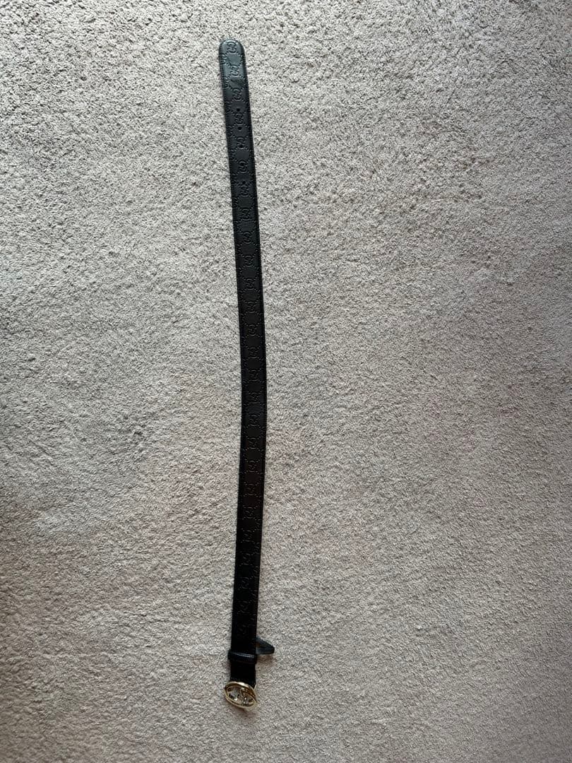 GUCCI ブラックレザーベルト 85cm ゴールドバックル