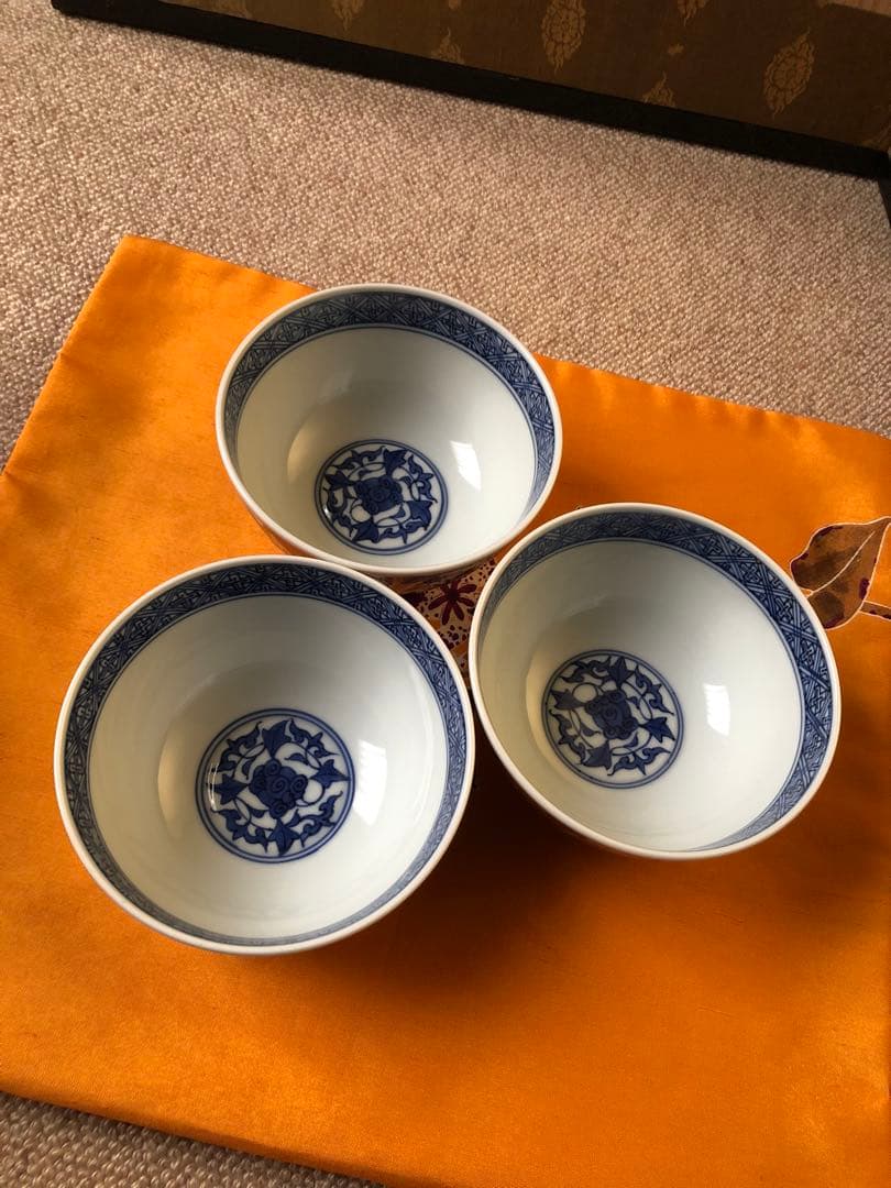 京焼　清水焼　向附 赤地金襴手 鳳凰絵 松谷造　三客