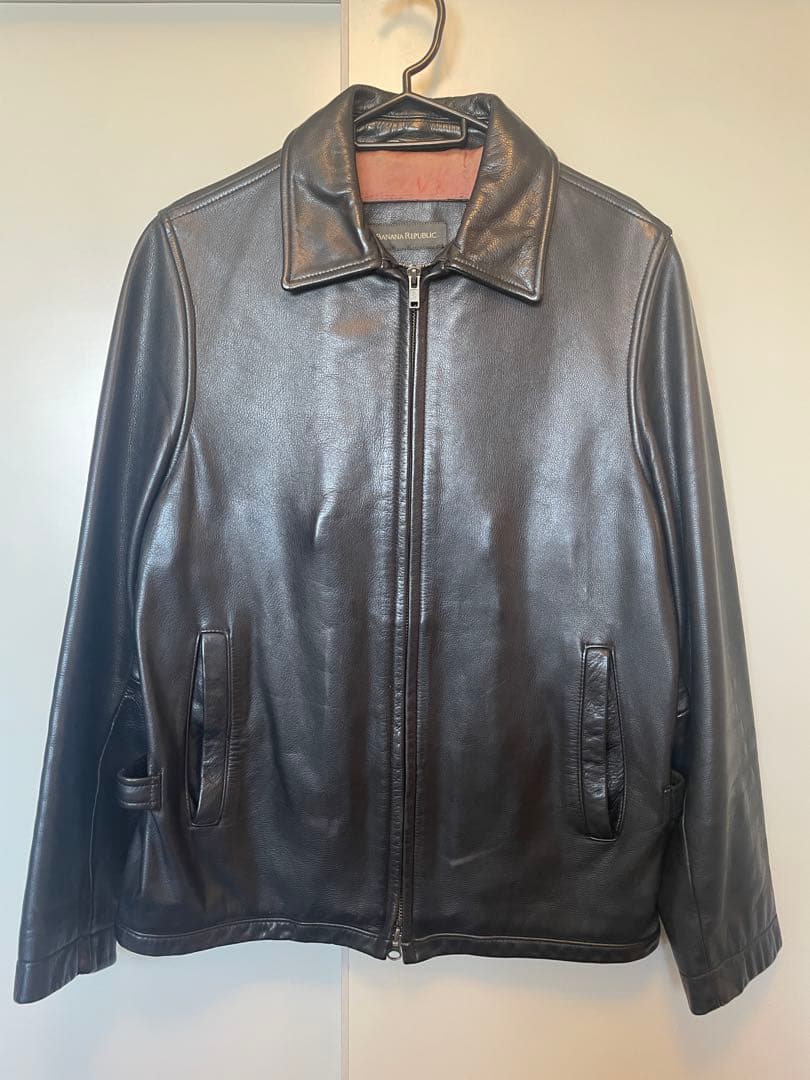 90s BANANA REPUBLIC 襟付きオールドスタイル レザージャケット