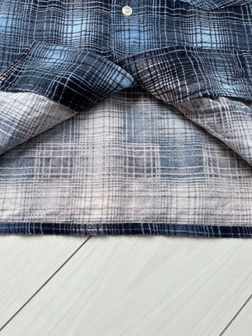 60s プリントネル オンブレー シャドーチェック ビンテージ ネルシャツ