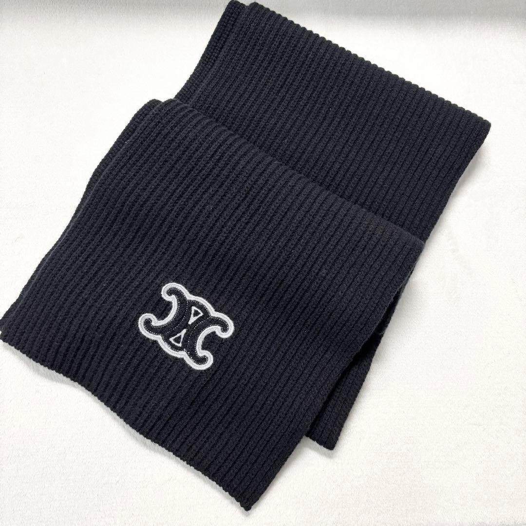 【新品未使用】CELINE セリーヌ トリオンフ マフラー 黒