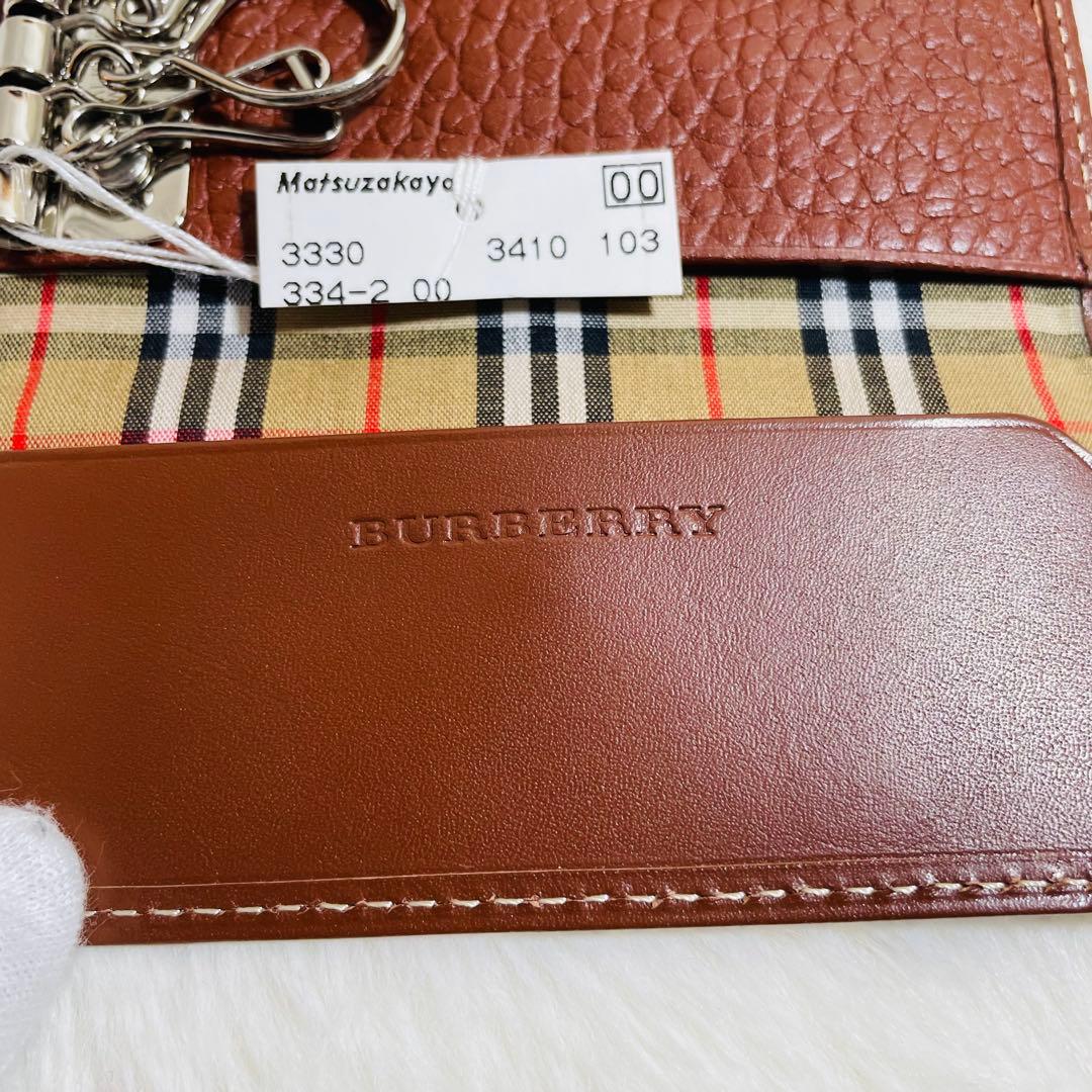新品未使用BURBERRY レザー×ノバチェック柄 4連 キーケース ブラウン