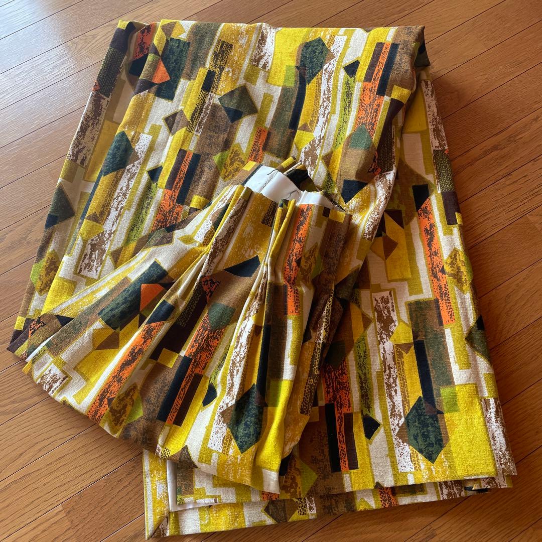 美品BIG！50sアメリカアンティーク　ミッドセンチュリー生地カーテUSAモダン