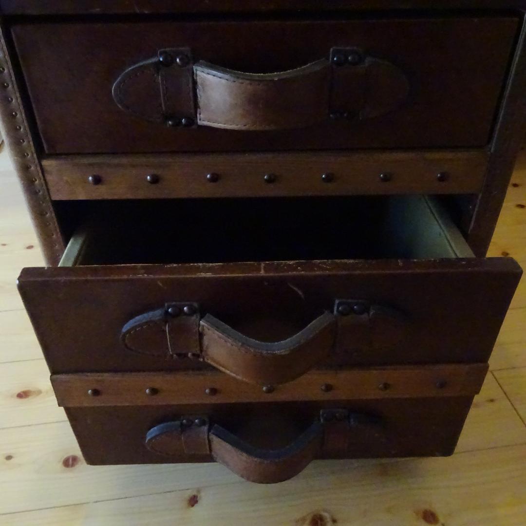 ストーニーハースト スモール ランプテーブル HALO 本革 牛革張り収納茶