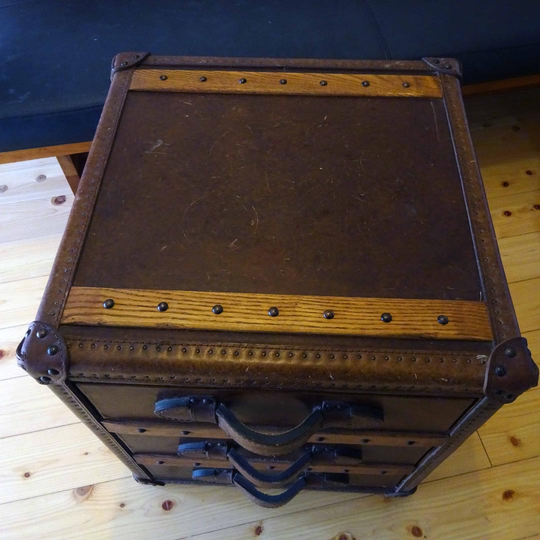 ストーニーハースト スモール ランプテーブル HALO 本革 牛革張り収納茶